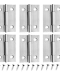 Two Inch Stainless Steel Door Hinges Set Of 6 For Cabinets And Boxes with 36 screws, Heavy Duty Butt Hinges, Rust Resistant