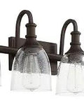 Transitional Four Light Vanity In Bronze Finish From Richmond Collection Damp Rated Oiled Bronze With Clear Seeded Glass 27.75 Inch Wide 10.5 Inch High Modern Bathroom Lighting Fixture