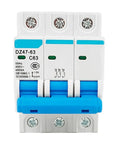 Heavy Duty DZ47-63 Mini Circuit Breaker MCB, Thermal Magnetic Switch for Load Center, 63 Amp DIN Rail mounted