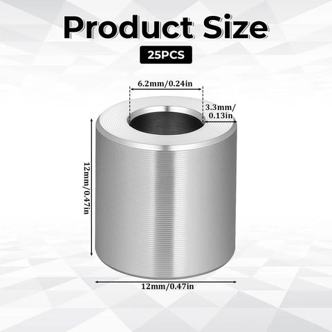 Aluminum Spacers Set Of 25 Round Unthreaded Standoff Bushings For Screws One Half Inch Outer Diameter One Quarter Inch Inner Diameter One Half Inch Length
