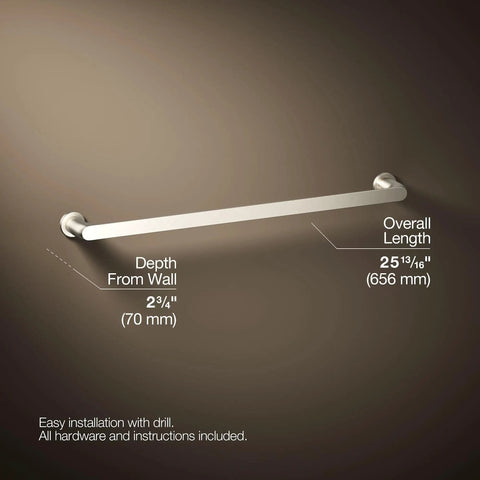 Avid 24 Inch Towel Bar Polished Chrome Bathroom Towel Holder with Slick Modern Look Durable Stainless Steel Easy Wall Mount Space Saving 24 Inch Long Bath Accessory