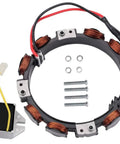 High Output Dual Circuit Alternator With Voltage Regulator For Lawn Mowers and Garden Tractors Replaces 592831 845907 696459 parts view including coils and regulator.