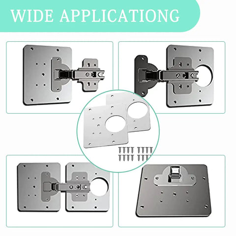 Six Piece Hinge Repair Bracket Set For Cabinets And Cupboards With Pre Drilled Holes And Mounting Screws Stainless Steel