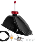 Black Metal Gas Fuel Tank with Threaded Cap for 50cc 70cc 90cc 110cc 125cc ATVs Quad Bikes, includes accessories