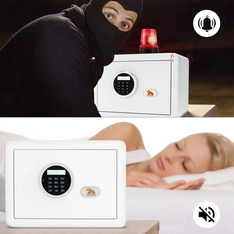 Small 1.2 Cu Ft Safe Box With Digital Keypad And 2 Bolt Anti Theft Locks Reinforced Steel Safe in bedroom setting