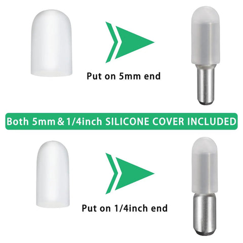 Heavy Duty Twenty Pack Stainless Steel Shelf Support Pegs With Silent Rubber Liners For 5 Mm And Quarter Inch Cutouts, silicone covers shown.