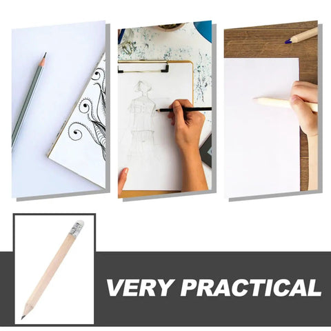 60 Pcs Mini Wooden Pencils With HB Graphite And White Erasers used for sketching and drawing, showing their practical use.