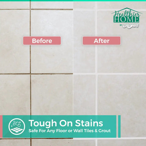 Before and after using Grout Cleaner Bundle With Grout Brush Included For Deep Cleaning And Stain Busting On Tile Floors, Bathroom Walls, And Kitchen Surfaces, Refreshes Grout With An Acid Free Formula, 3 Pack Set.