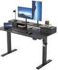 Klicelor 48X23 Inch Electric Standing Desk With Drawers Adjustable Height small sit stand desk for home office, solid wood top, dual monitors.