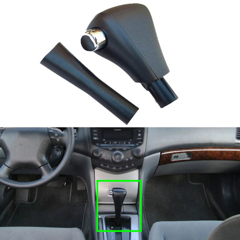 Solid Upgraded Shift Knob Lever Handle With Super Grippy Handball For Smooth Gear Changes Easy Swap Install Plus Repair Tape Kit To Wrap That Sturdy Car Gear Shifter Today. Black metal shift knob with tape sleeve shown above a manual car console.