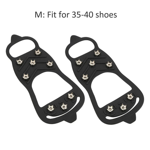 Eight-Tooth Ice Crampons With Flexible Silicone Cover For Shoes Anti Slip Snow Walking And Hiking Gear size M fit 35-40