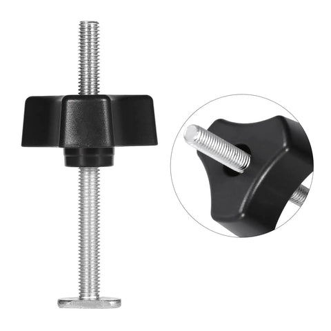 Beefy Heavy Duty Metal Hold Down Clamp Set for T Slot Track featuring metal screw and black plastic handle for fastening