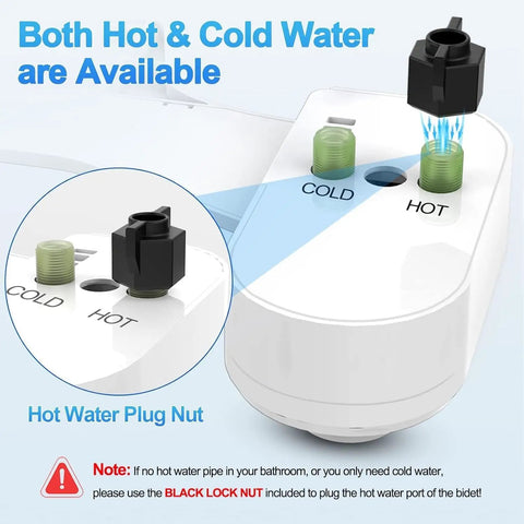 Hot And Cold Bidet Attachment For Toilet Ultra Slim Design With Warm Water connection ports detail