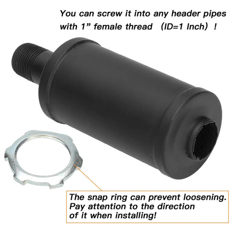 Exhaust Muffler Silencer For Predator 196cc To 420cc Engines And GX Clones with snap ring for Coleman mini bikes in black