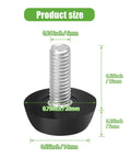 Heavy Duty 12 Pack Adjustable Furniture Levelers With M6 Thread Anti Wobble Feet showcasing size dimensions for better fitting.