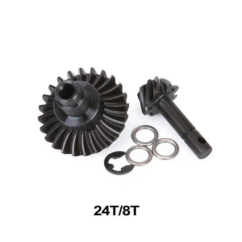 Beefed Up Heavy Duty Bevel Helical Overdrive Gear Set For One To Ten RC Crawlers AR44 Axle Portal Upgrade 24T/8T kit close-up