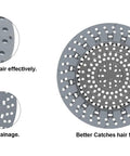 Silicone Bathtub Drain Hair Catcher And Protector For Pop Up Drains, Universal Durable Step Shaped Drain Cover, gray color close-up