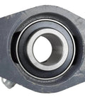 Front view of 15/16 Inch Two Bolt Flange Bearing With Set Screws UCFL205-15 Cast Iron Housing with grease zerk