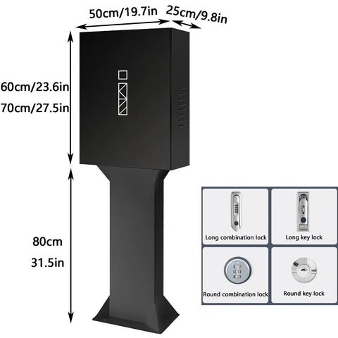 Rock Solid Outdoor Ev Charger Enclosure Lock Box Galvanized Steel Cover, 80cm tall, featuring multiple lock options for security.