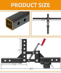 Manual Heavy Duty Implement Lift For ATV UTV With 2 Inch Receiver And 1 Point Attachments Pro System dimensions diagram