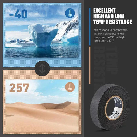 Automotive Wire Harness Cloth Tape Three Quarter Inch Wide 82 Feet Long Pack Of 2 shown with icebergs and desert heat resistance