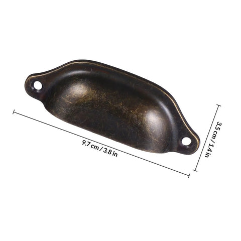 Bronze tone vintage iron drawer knob with classic curved design, part of 12 pack old school vintage iron drawer knobs and cabinet handles.