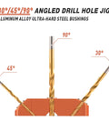 Angled Drill Guide Jig For Cable Railing Posts And Decks With 30 45 90 Degree Holes Four Bit Kit All Metal Durable Drill Jig