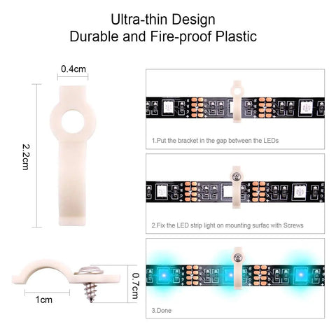 Diagram of All In One Must Have Solderless RGB LED Strip Connector Kit With 4 Pin 5050 Connectors for 10mm wide strips installation