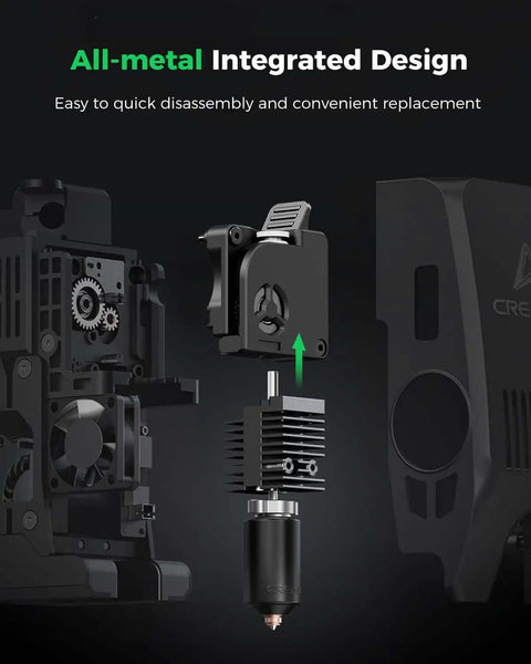 K2 Ceramic Hotend Kit With Quick Swap Nozzle for 3D Printers all-metal extruder disassembled view with 70W heater and ceramic block.