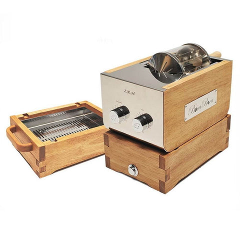 Home Coffee Bean Roaster 250 with Transparent Glass Chamber Noiseless Operation Large Capacity in wooden design