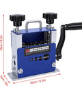 Ycauty Efficient Hand Crank Wire Stripper Machine for 3.5-17Mm Electric Cables shown from the side with clear dimensions and crank handle.