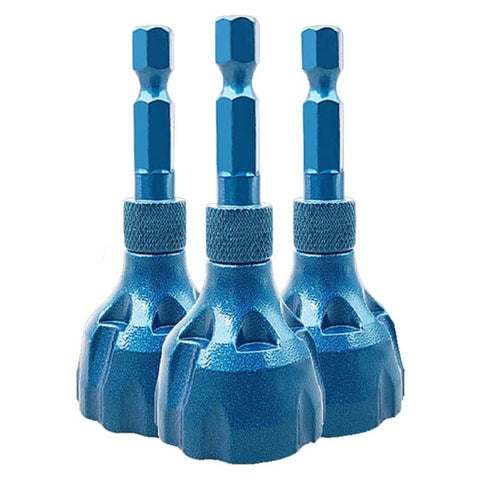 Two Pack External Deburring Chamfer Tool With Carbide Blades And Quick Release Hex Shank Heavy Duty Burr Removal Drill Bit Three Blue Tools