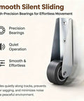 High-Performance Heavy Duty Vertical Track Roller Wheels, 110 Pounds Sliding Bottom Rubber Pulley close-up of precision bearing for quiet glide.