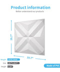Diamond Pattern 3D Wall Panels PVC White Pack Of 12 Tiles Covering 32 Sq Ft Lightweight Fire Resistant Home Accent DIY