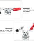 4 Piece Horizontal Toggle Clamp Set Fast Locking Clip With Straight Line Push Pull Action for woodworking shown in close-up
