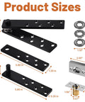Hidden Pivot Hinge Kit For Secret Bookcase Doors With Smooth 360 Degree Rotation Heavy Duty Hardware Supports Up To 330 Lb Two Pack Black Stainless Steel components with dimensions.