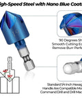 6 Piece Badass Countersink Drill Bit Set With A Quarter Inch Hex Shank To Score That Clean 90 Degree Wood Chamfer Every Time, high-speed steel with nano blue coating