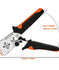 Dope Self-Adjustable Ratchet Wire Crimping Tool Kit For 23 AWG Down To 7 AWG Feats Heavy Duty Plier Plus 400 Pc Copper Terminal Connectors And Ferrules Perfect For Car Audio, Relays Lamp Wiring And Industrial Electrician Jobs. 175mm crimping plier, 42mm jaw, black-orange handles