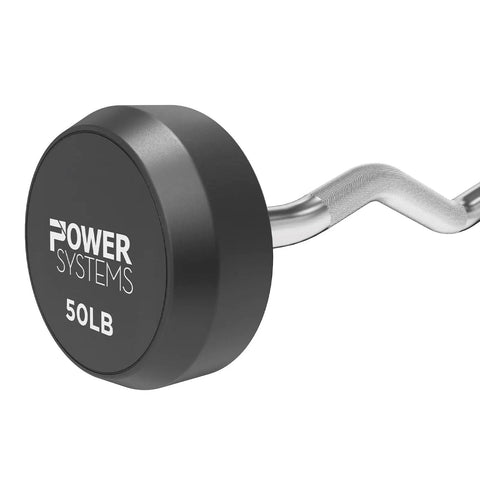 Fixed Barbell With Beefy EZ Curl Handle For Home Gym, Solid Steel Knurled Chrome Bar, 50LB, Ergonomic Grip And Durable Construction