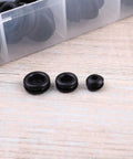 Heavy Duty Black Rubber Gasket Kit 125 Piece Set With Plastic Box Heat Resistant Seals For Hoses Faucets Windows And Cars Replacement Ring Kit, three rubber gaskets