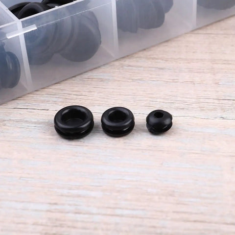 Heavy Duty Black Rubber Gasket Kit 125 Piece Set With Plastic Box Heat Resistant Seals For Hoses Faucets Windows And Cars Replacement Ring Kit, three rubber gaskets