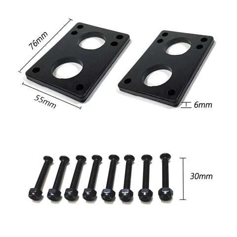 Riser pads and hardware for 70mm Longboard Wheels 51mm Wide With 80A Hardness And ABEC-9 Bearings, Includes Spacers, Riser Pads And All Hardware