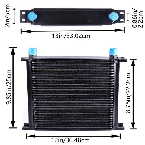 30 Row AN10 To AN10 Stacked Plate Oil Cooler With 6AN And 8AN Adapters Universal Engine And Transmission Cooler dimensions