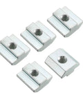Slide In M6 T-Nut For 4040 Aluminum Extrusion Profiles Pack Of 10, carbon steel with nickel or zinc plating, top view