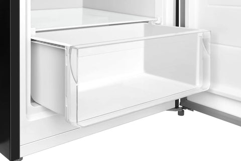 Interior view of 7 Cu Ft Upright Convertible Refrigerator And Freezer With Manual Defrost showing clear storage drawer.