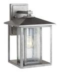 Hunnington Outdoor Wall Lantern in Weathered Pewter, One Light Exterior Fixture for Porch, Patio, or Entryway, wet location