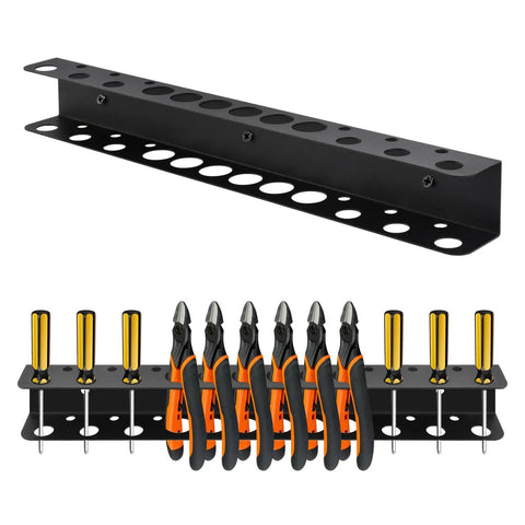 Wall Mounted Screwdriver And Pliers Organizer With 18 Slots, Carbon Steel Heavy Duty Tool Rack For Small Tools
