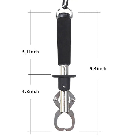 Stainless Steel Fish Lip Gripper With Weight Scale Heavy Duty 15 Kg Capacity One Hand Operation Quick Release Non Slip EVA Handle