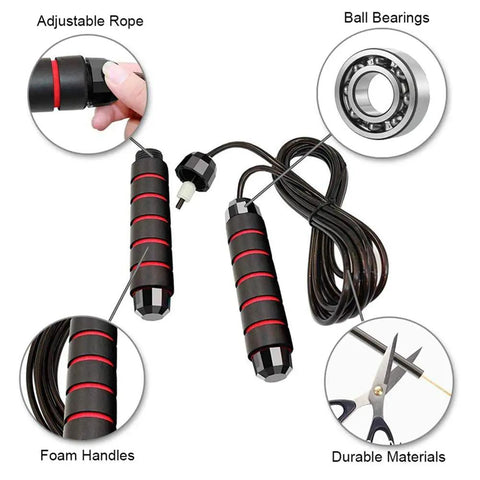 Calorie-Burning Jump Rope For Women, Men, And Kids With Adjustable Length And Ball Bearings For Smooth, Fast Cardio Workouts