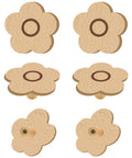 Flower Wooden Drawer Knobs Six Pack 2.36 Inch Beech Wood Cabinet Pulls With Screws, top and bottom view of knobs.
